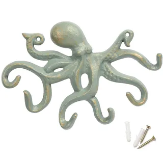 ChasBete Wandhaken Vintage Haken Gusseisen, Krake Garderobenhaken, Rustikale Schlüsselbrett - Hellgrün