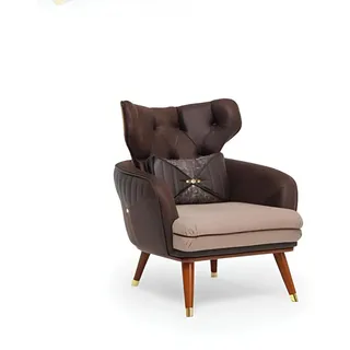 Einsitzer Sofa Couch Sessel Ohrensessel Polster Möbel Fernseh Relax - Braun