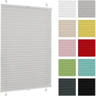 Plissee Estika ohne Bohren – 30 cm x 230 cm – Hellgrau – Einfache Montage mit Klemmen - Hellgrau