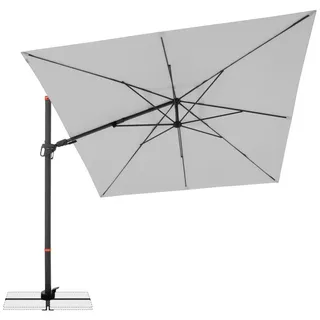 Doppler Ampelschirm , Hellgrau , Metall, Textil , 280x280 cm , stabile Strebegelenke, UV-beständig, wetterbeständig, 360° drehbar, höhenverstellbar , Sonnenschutz, Sonnenschirme