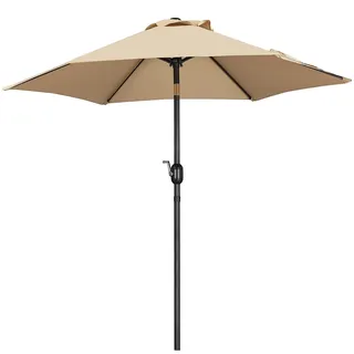 Yaheetch Sonnenschirm Ø 230cm Marktschirm Gartenschirm mit Kurbel Wasserdicht Terrassenschirm Rund Sonnenschutz