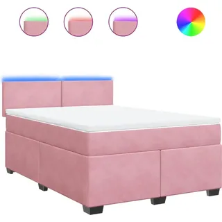 vidaXL Boxspringbett mit Matratze Rosa 140x200 cm Samt - Rosa
