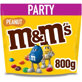 M&M's M&M’s Peanut Großpackung Schokolade, Knackige Schokolinsen mit bunter Zuckerhülle als Süßigkeiten, Party-Mix, 1 x 800 g, Für Weihnachten oder als Adventskalender Süßigkeiten