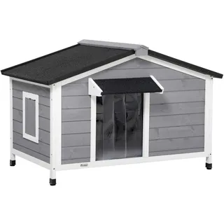 PawHut Hundehütte Outdoor Erhöht 109 x 79 x 72 cm Holz Schwarz