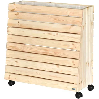 WAGNER Mobiles Hochbeet GreenBOX (Größe M Massivholz Natur 79 x 80 x 33/23 cm Rollen inkl. Pflanztasche), Holz naturbelassen