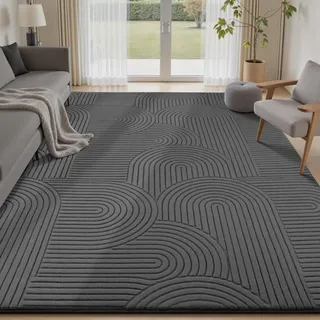 Sour Lemon Teppich Wohnzimmer 140x200 cm, Anthrazit Kurzflor Teppiche Weich | 3D Geometrisch, Waschbare Teppiche Flauschig, Rutschfest, Modern, Extra Großer für Schlafzimmer Kinderzimmer Jugendzimmer