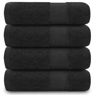 GC GAVENO CAVAILIA Handtücher für Badezimmer – 700 g/m2 Handtücher Set von 4 – ägyptische Baumwolle – Handtücher in Hotelqualität – maschinenwaschbar – Schwarz – 50 x 85 cm