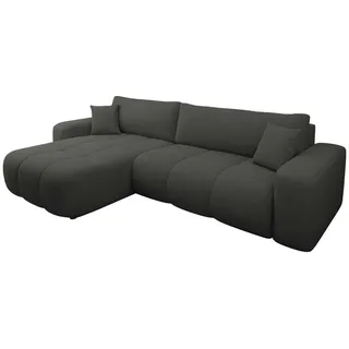 Mirjan24 Ecksofa Furyn Maxi, Eckouch mit Bettkasten und Schlaffunktion, Ottomane universal, L-Form (Farbe: Velo 636) - Schwarz