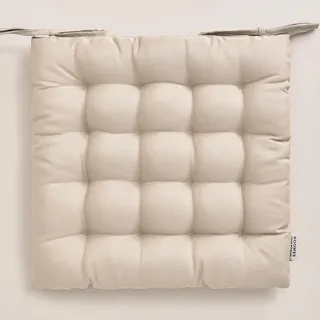 ROOM99 Aura Stuhlkisse 40 x 40 cm Sitzkisse Sitzpolster mit bändern Zierkissen Stuhl Boden Bodenkissen Kissen Outdoor Indoor Wohnzimmer Creme,1 Stück