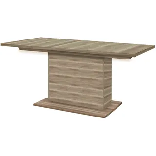 Forte CALPE Esstisch Antik 160, Vintage Esstisch mit Synchronauszug und einer innenliegenden Einlage, Esszimer, Holzwerkstoff, Eiche Antik Holzdekor, 160 cm breit x 90 cm tief x 76,59 cm hoch
