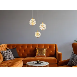 Globo Lighting Hängeleuchte Metall goldfarben, K9 Kristalle klar, Kabel PVC transparent, Höhe kürzbar, ø: 410mm, H: 1500mm, inkl. LED 24W 230V, 2700lm Source, 2000lm Output, 3000K - Gold