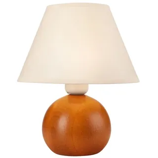 Tischleuchte Stoff Holz 24cm Modern rund klein FAYA Nachttischlampe