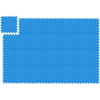 Relaxdays Bodenschutzmatte, 24 Puzzlematten für Sport & Fitnessgeräte, 30x30 cm, 2,16 m2, Schaumstoff, BPA-frei, blau