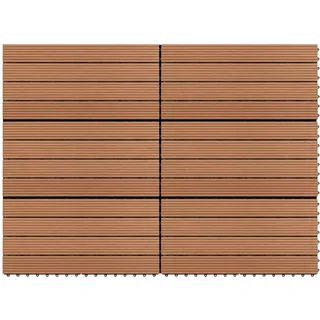 vidaXL 6x WPC Fliesen Terrassenfliesen Holzfliese Fliese Balkon Bodenbelag Gartenfliese Klickfliesen Balkonfliese 60x30cm 1m2 Braun