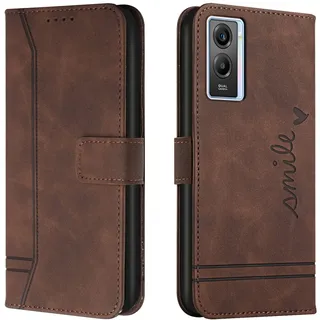 Bravoday Hülle für VIVO Y72 5G / IQOOZ3 5G / Y53S / Y52 5G, PU Ledertasche Handyhülle Flip Schutzhülle Kompatibel mit VIVO Y72 5G, mit Kartenfäch & Kickstand, Braun