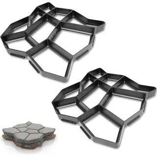 karpal 2X DIY Pflasterform Pflaster Gehweg Betonpflaster Giessform Garten Schablone mit 9 Kammer 43 x 43 x 4cm - Schwarz