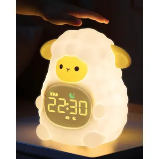 Yiliaw Schaf Kinderwecker mit Nachtlicht – Schlaftrainer & Aufwachuhr, wiederaufladbare Silikonlampe für Schlafzimmer, Perfekter Schlafbegleiter für Jungen & Mädchen