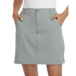 WILLIT Damen Skort Sportrock Golfrock Freizeit Rock Skort mit Hose UPF 50+ Schnelltrockner Outdoor Wandern mit Taschen Grau L