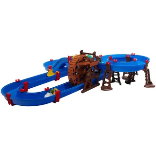 AquaPlay WaterWheel - zweistöckige Wasserbahn, großes Wasserrad mit Handkurbel, Lange Wasserrutsche, Boote mit Tierfiguren, Outdoor Wasserspielzeug, für Kinder ab 3 Jahre