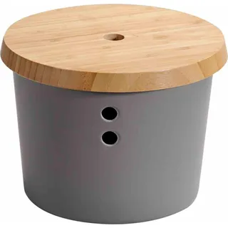 KESPER Vorratsdose, Kunststoff mit Bambusdeckel, grau, Ø 21 cm, Höhe: 15,5 cm 32602 - Grau, Braun