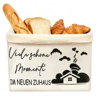 HOWAB Brotkorb Stoff für Einzugsgeschenke Haus: Brötchenkorb mit Viele schöne Momente IM NEUEN ZUHAUSE und Das ist mein Lieblingsbrot Geschenk zum Einzug ins Haus, Brotkorb Einzugsgeschenke Wohnung