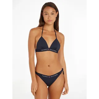 Triangel-Bikini-Top "TH TRIANGLE FIXED FOAM", Damen, Gr. XL (42/44), N-Gr, blau (dunkelblau), Elasthan, Polyamid, TOMMY HILFIGER SWIMWEAR, unifarben, Bikini-Oberteile Triangel-Bikini-Top, mit Tommy Hilfiger-Branding