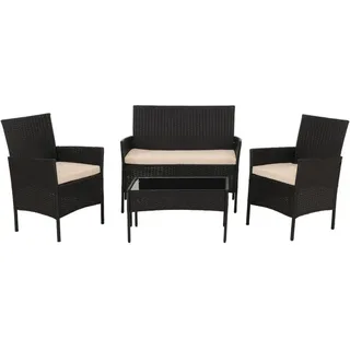 MCW Garten-Garnitur N98 4-teilig Anthrazit Kissen Creme
