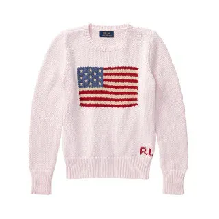 Polo Ralph Lauren für Mädchen. 313668609003 Baumwollpulli mit rosa Fahne ((S) 7años= 130/134cm), Lässig, Baumwolle, Kinderbekleidung
