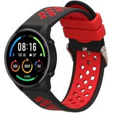 kwmobile Ersatzarmband kompatibel mit Xiaomi Mi Watch Color Sport / S1 Active Armband - Fitnesstracker Band aus Silikon in Schwarz Rot