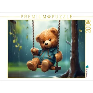 CALVENDO Puzzle Teddybär auf der Schaukel | 2000 Teile Lege-Größe 90x67cm Foto-Puzzle für glückliche Stunden