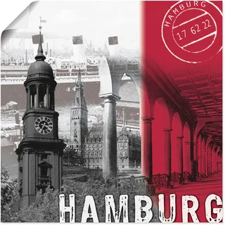 Artland Wandbild »Hamburg_ bordeauxrot«, Deutschland, (1 St.), als Leinwandbild, Poster in verschied. Größen, rot