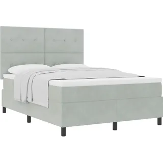 vidaXL Boxspringbett mit Kopfteil Hellgrau 140 x 190 cm Samt - Hellgrau