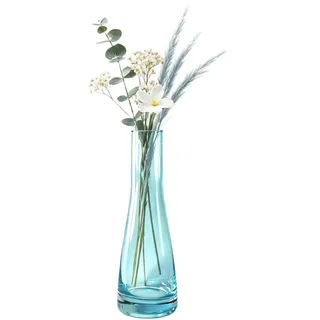 Bamboopack Handgefertigte Vase aus geblasenem Glas, klare Blumenknospenvase, einzelner Stiel, dekorative Glasvase, Flaschen, Tafelaufsatz für Hochzeit, Party, Zuhause und Büro, Blau, M, WTTC75758