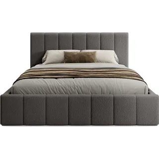 FEDVE Polsterbett Doppelbett Handorf Bett Bettkasten - Grau (Anthology 18)