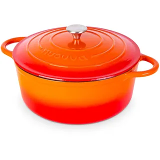 Gusseisen Dutch Oven mit Deckel – Emaille-Schmortopf mit Antihaft, Ofenfest – Orange, 6.9 Liter, 30 cm – von Nuovva