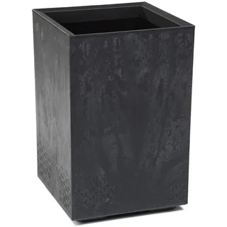 LAMELA Pflanzkübel mit Rollen Höhe 60 cm, 36L – Blumentopf aus Kunststoff in Betonoptik – Übertopf mit Wasserablauf – Modern für Innen & Außen - Wetterfest & Pflegeleicht, Schwarz