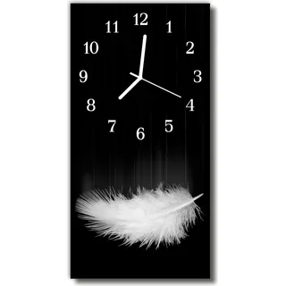 Tulup Glasuhr Wanduhr Küchenuhr Echt-Glas 30x60 Feder Schwarz - Schwarz