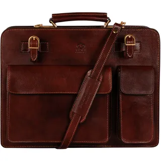 Time Resistance Zeitbeständigkeit Leder-Aktentasche – edle Ledertasche für Herren – Business-Aktentasche – Vintage-Aktentaschex (Braun)