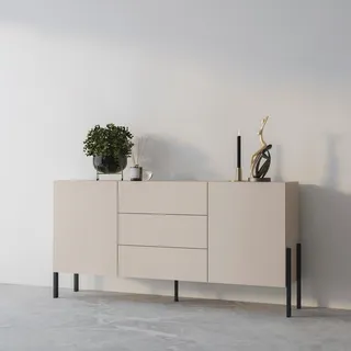 INOSIGN Sideboard »Jukon, Breite 150 bzw.180 cm, moderne grifflose Kommode«, Schubladenschrank 2 Türen/3 Schubkästen, push-to-open-Funktion, beige