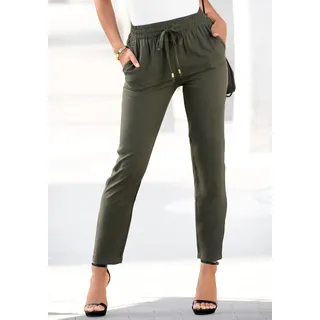 LASCANA Schlupfhose "aus sehr leichter, bequemer Viskose" bequeme Sommerhose im Business-Look, Schlupfhose, khaki