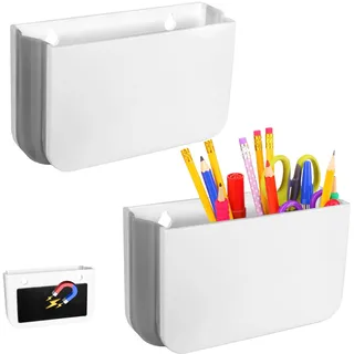 GFUEIGJ 2 Stück Stiftehalter Magnetisch, Whiteboard Stifthalter Magnetisch, Magnet Stiftehalter Whiteboard Zubehör für Schule Büro Kühlschrank und Schließfach, Weiß