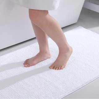 Homaxy Chenille Badezimmerteppich rutschfeste Badematte Waschbar Badteppich Weich Badvorleger Saugfähige Duschvorleger für Badezimmer - 60x90 cm, Weiß