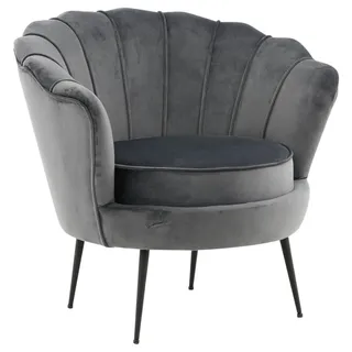 Livetastic Sessel Calais Samt 83 x 76 x 77 cm Dunkelgrau mit Kissen