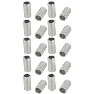 sourcing map 20Pack Lampenrohrnippel M10 Gewinde 20mm Hohl Reparaturteil Verzinkt silber