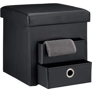 Relaxdays Sitzhocker Kunstleder 38 x 38 x 38 cm Schwarz/Silber