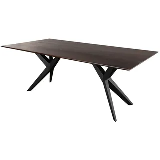 MASSIVMOEBEL24.DE Esstisch Akazie 140x90x76 braun lackiert Beine anthrazit matt SWISS EDGE #05 - Braun