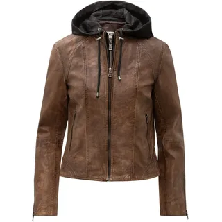Lederjacke RICANO "Lederjacke Dalia", Damen, Gr. M, braun, Obermaterial: 100% Lammnappaleder LANA. Futter: 100% Baumwolle CO., figurbetont, hoch geschlossener Ausschnitt, Jacken Lederjacke, Handgefertigt aus echtem Leder
