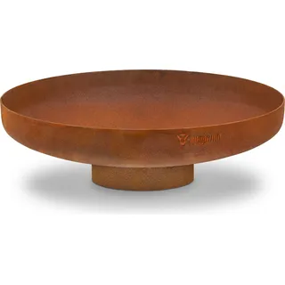 BBQ-Toro Feuerschale Ø 70 cm, Rostoptik, Outdoor Feuerstelle mit Standbein, Edelrost Brennkorb