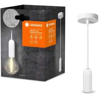 LEDVANCE Vintage 1906 Pendelleuchte ROUND E27, weiß, max. 25W (LED 15W), E27 Sockel, runder Baldachin, Innenraum-Pendelleuchte, Kombination mit 1906 Vintage-Lampen, Kombination mit smarten Lampen