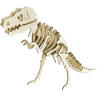Pebaro 856/3L Holzbausatz Tyrannosaurus Lasercut, 3D Puzzle, Holzpuzzle, Holzfarben
